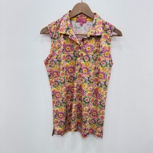 Women’s Magnolia Lane The Masters Sleeveless Golf Polo Size Large Floral